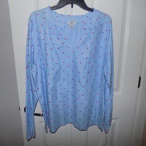 CROFT & BARROW BLUE COTTON WITH PINK DOTS -SIZE XXL -NWT